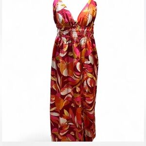 Inspired Hearts Red and Orange Floral Maxi Dress
